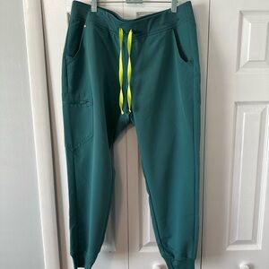 Figs Women’s Teal Jogger Pants with Neon Accents